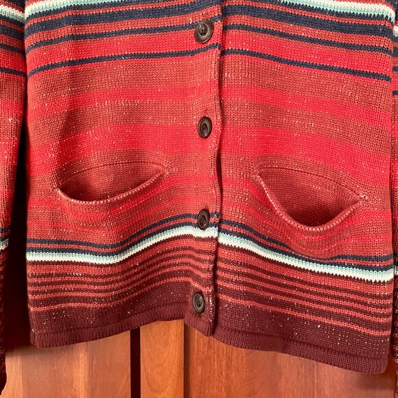 Pendleton Cardigan Sweater Striped Button Front 100% Cotton Size XS NEW - Picture 4 of 8